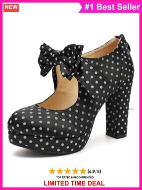 Platform Mary Jane Pumps High Block Heel Bow Closed Toe Zip